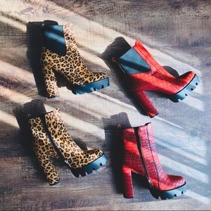 Burgundy Ankle PlatformBoots Chunky sz 9 new w/Box